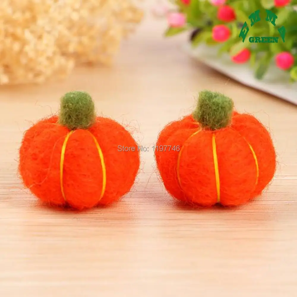 Аксессуары для рукоделия 3D тыква оранжевый шерстяной шар 35 мм 10 шт.|pumpkin crafts|pumpkin