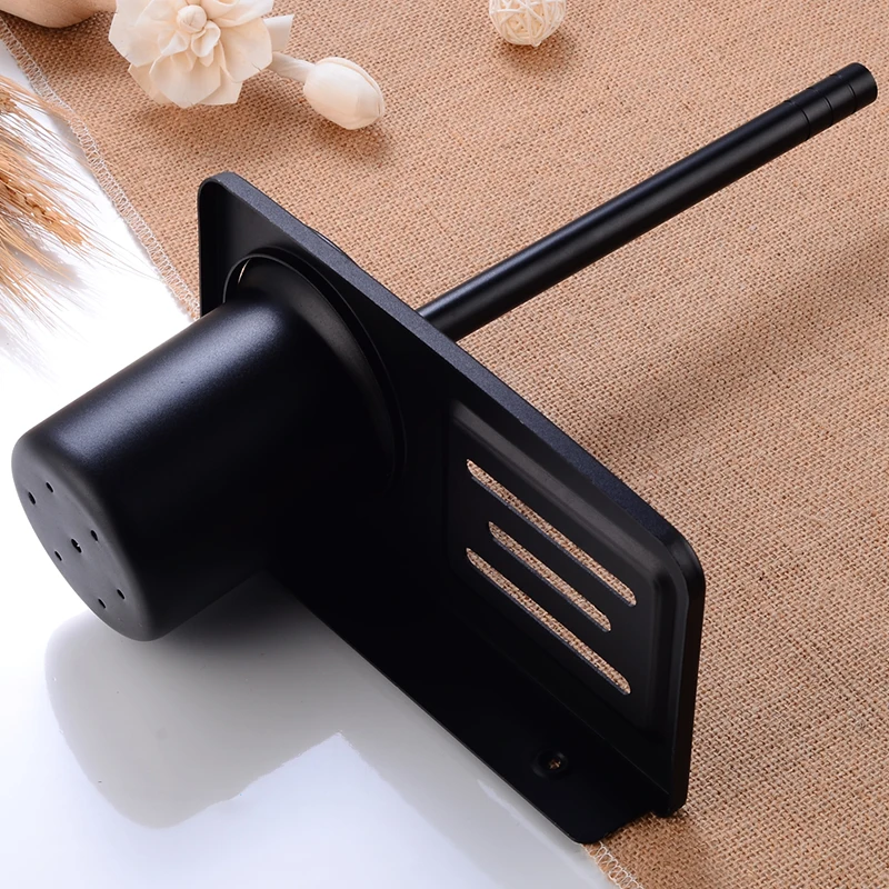 Современный держатель для туалетной щетки черный креативный с полкой Настенный