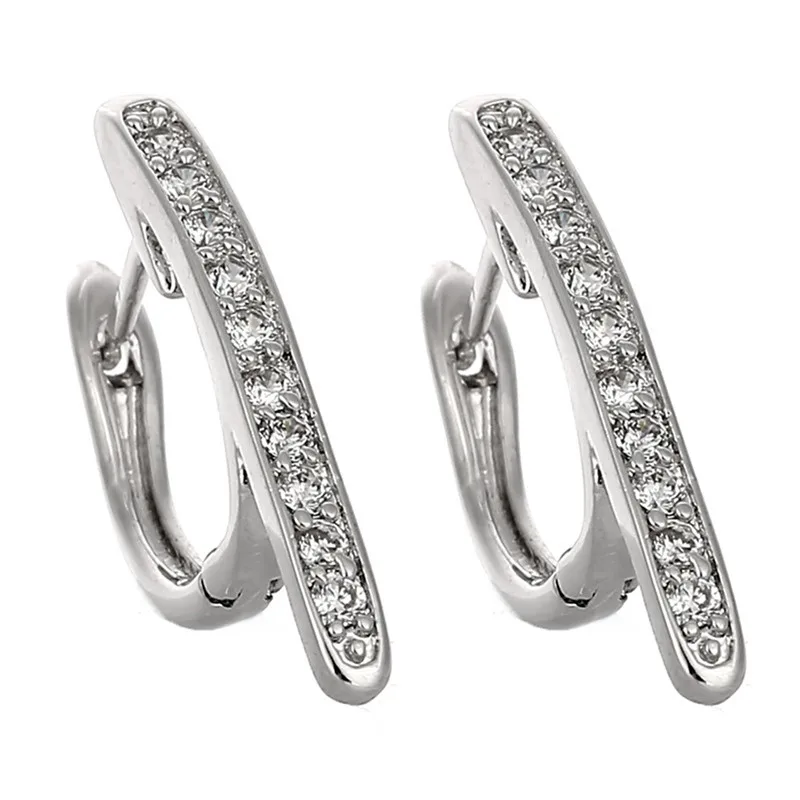 Manxiuni Новая мода серьги-гвоздики Роскошные u-образные CZ букле d'oreille женские ювелирные украшения для ушей геометрические серьги