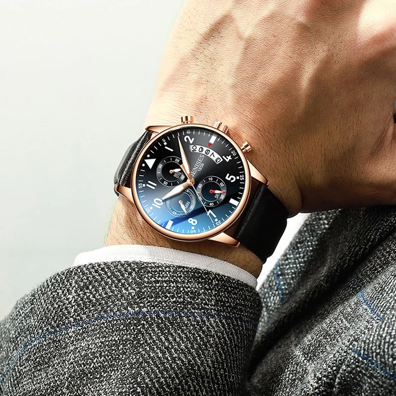 Мужские спортивные кварцевые часы JENISES мужские Модные Военные с хронографом