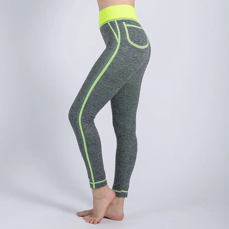 

Pocket Decoration Women Running Tights Waist Patchwork High Waist High Elastic Yoga Pants Fitness Gym Outdoor Sports Pants Femme