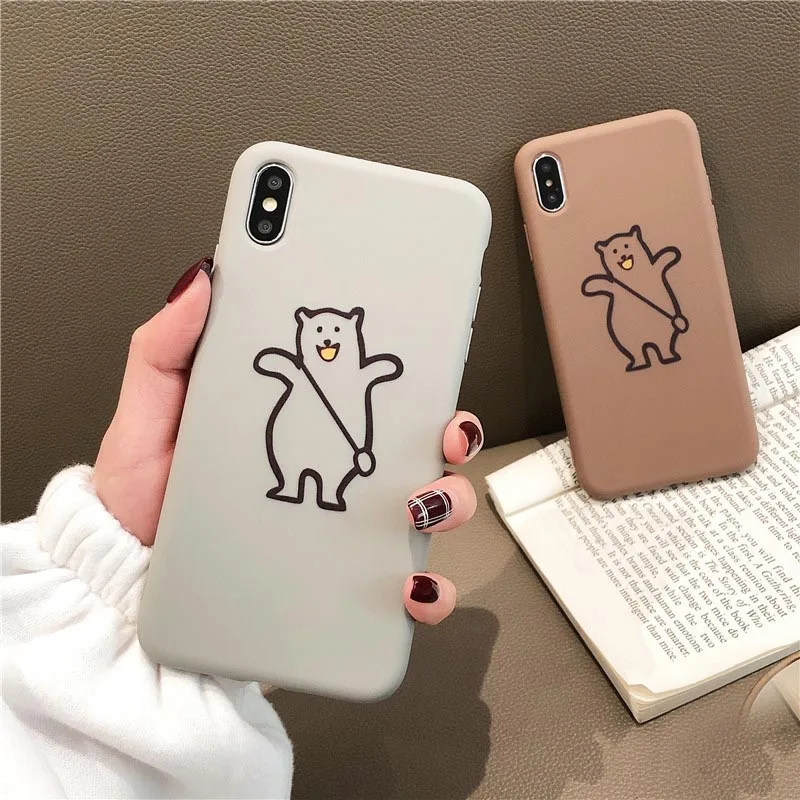 JIBAN милый медведь мультфильм чехол для iphone 8 plus X XR XS MAX 6 S 7 задняя крышка Мягкий ТПУ