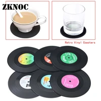 6pcs retro cd record tableware placemat cup mat coffee placemat coasters vinyl coaster coffee mug heat resistant cup kitchen mat