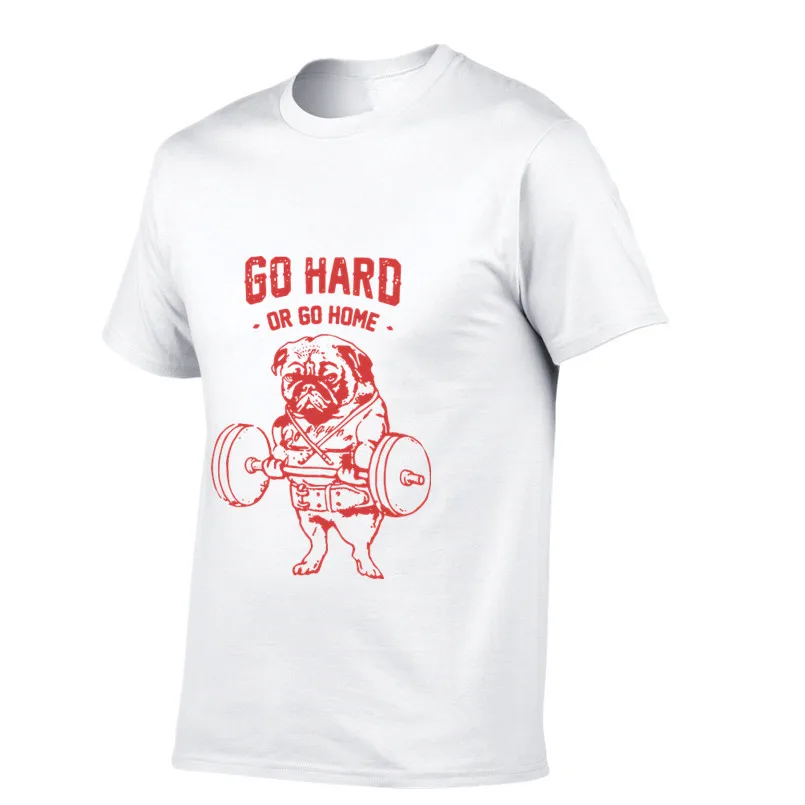 100% хлопок go home or hard мопса печатных мужчин crewneck Футболка с коротким рукавом