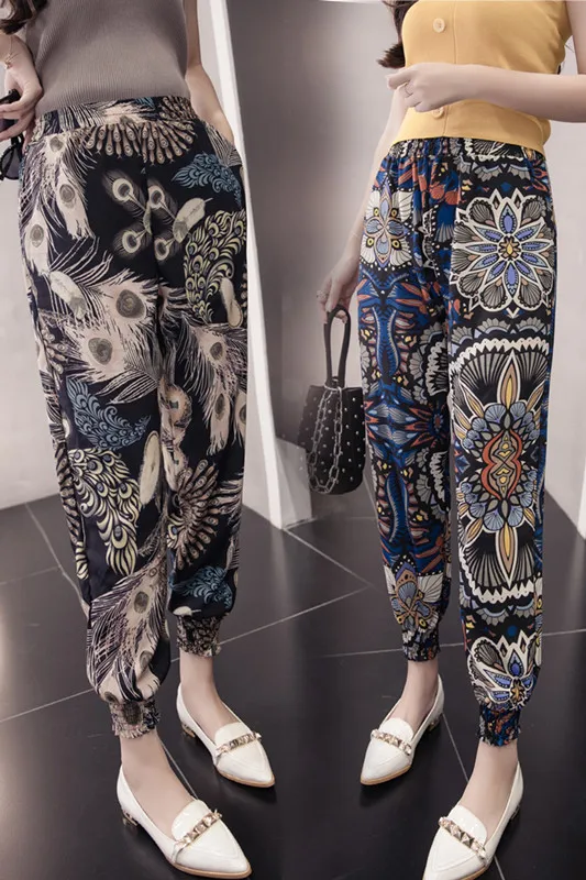 Брюки-султанки женские средней длины повседневные свободные брюки до щиколотки