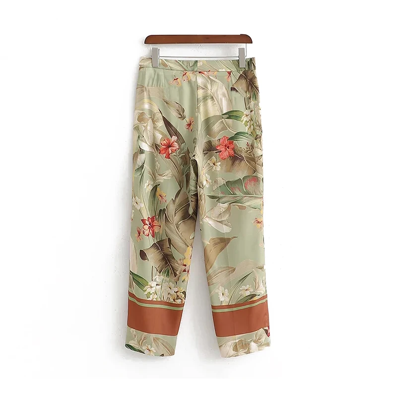 Женские брюки из поплина весна лето 2019 женские прямые с цветочным принтом