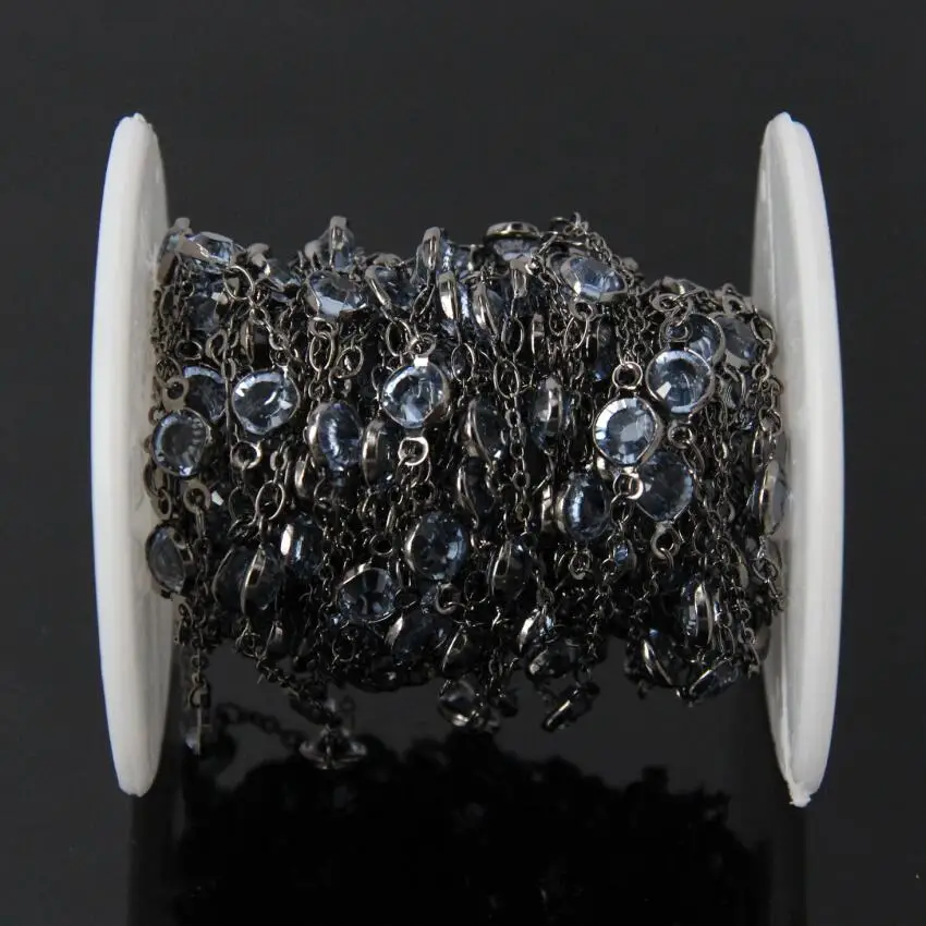 6 мм светло-голубой стеклянный граненый кристалл монета бисера Розария цепь