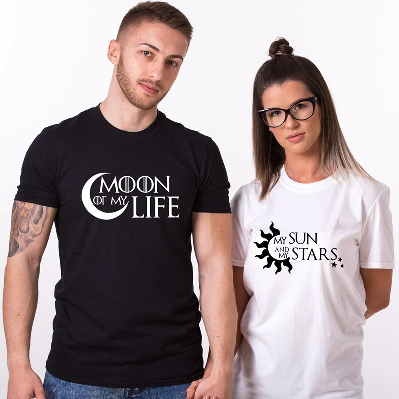 EnjoytheSpirit парная футболка подарок на день Святого Валентина его и ее любовь рубашки Луна моей жизни мое солнце звезды унисекс хлопок