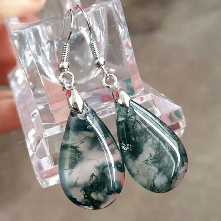 

Natural Indonesian Aquatic agate Stone Earrings Fine Gemstone Beads Earrings Jewelry For Woman Gifts Drop Shipping
