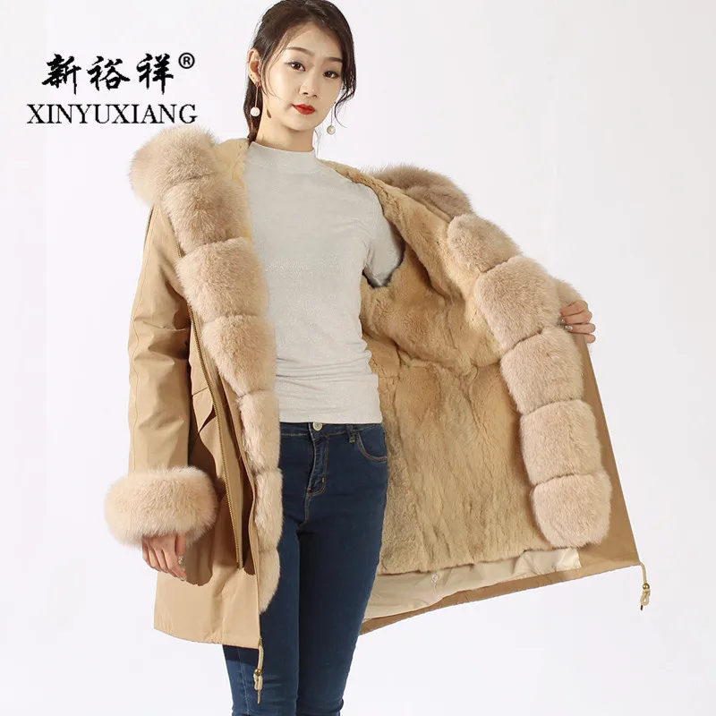 XINYUXIANG высокая уличная парка женская зимняя Толстая длинная куртка с подкладкой