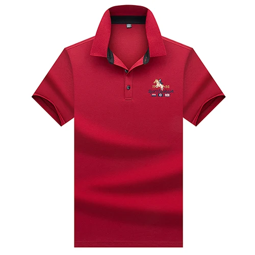 red Поло de qualite superieure hauts et shirts Hommes Daffaires hommes marques polo 3D broderie с отложным воротником col hommes polo - Цвет: red