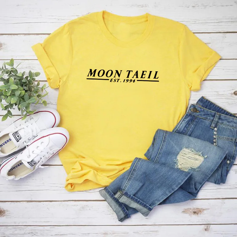 Цвет: желтый NCT Moon Taeil Футболка женская хлопковая с коротким рукавом O Enck футболка унисекс летняя Tumblr Harajuku топы размера плюс XXXL - Цвет: Цвет: желтый