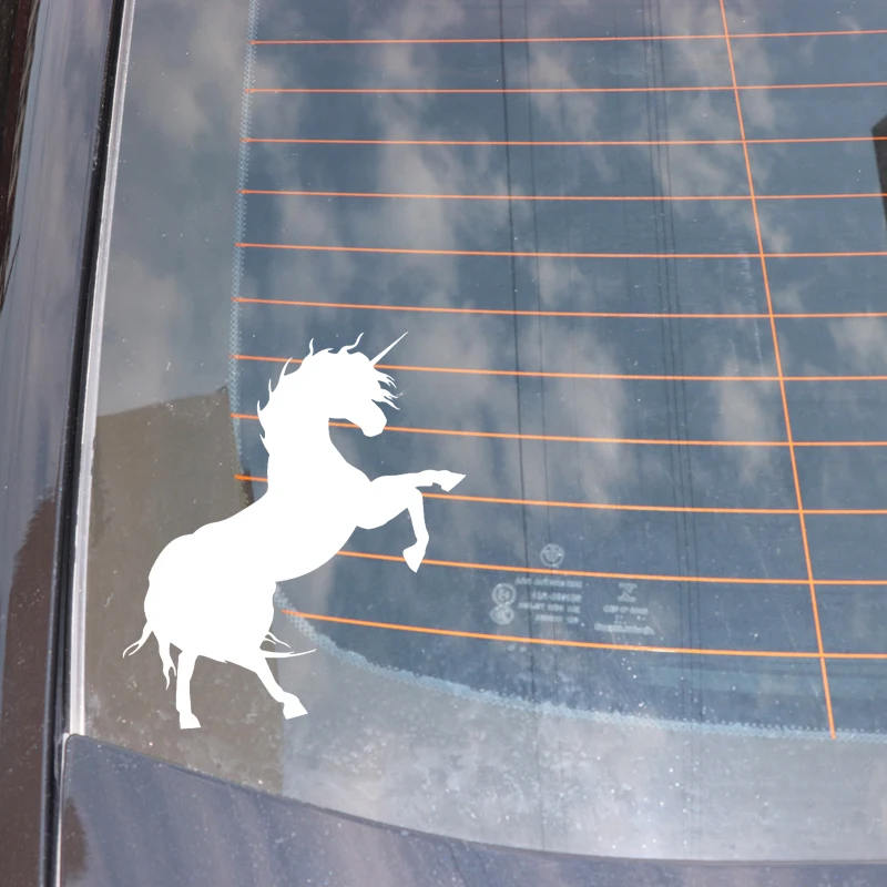 

YJZT 14.7CM*17.1CM Unicorn Decoration Pattern Accessories Car Sticker Car Door Vinyl Decal Black/Silver C4-1780