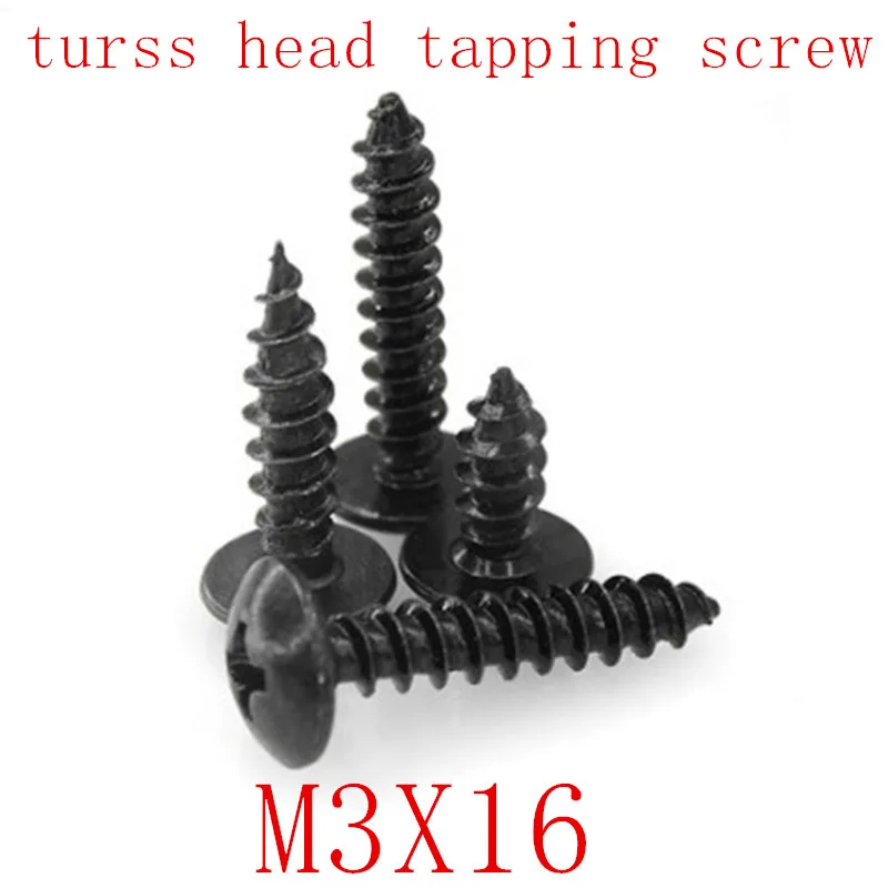 

1000PCS M3*16 M3x16 steel with black phillips truss head tapping screw