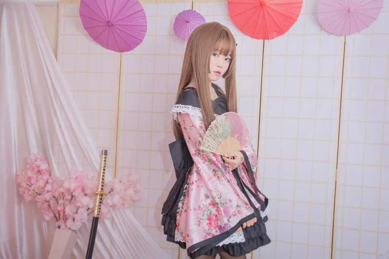 Lovelive/кимоно для девочек; платье японского аниме Kawaii; маскарадные костюмы с цветочным рисунком; причудливая Восточная юката; женская кружевная праздничная одежда в стиле Лолиты