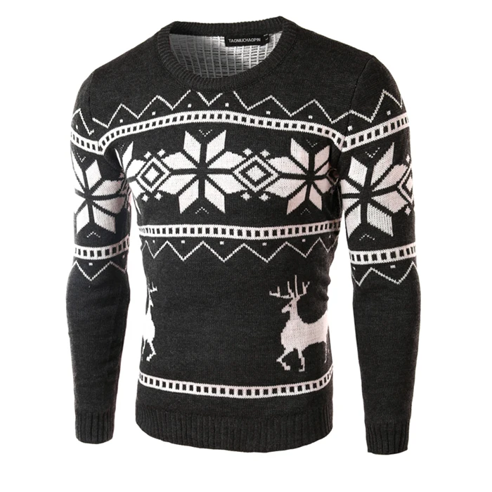 Deer Christmas Sweaters for Man O Neck Casual Pullover Male Sweater Men Jumper Mens Knitwear Sueter Slim Top Winter Sweters