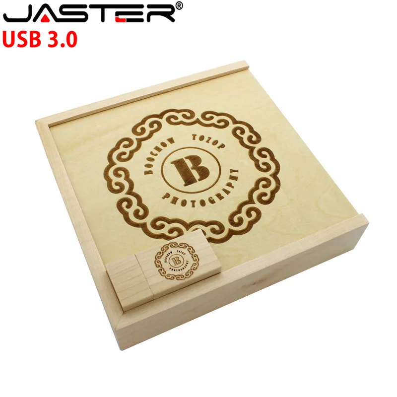 USB 3 0 бесплатный логотип деревянный фотоальбом usb + Подарочная коробка флеш