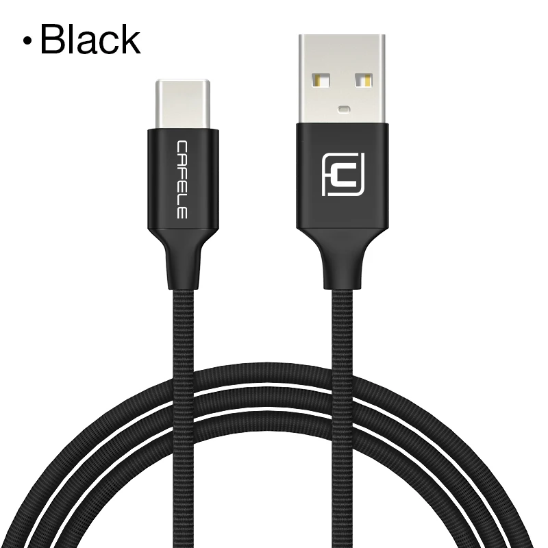 Black Cafele Тип C Usb Дата-кабель для samsung huawei p20 Honor 9 10 Xiaomi Mi8 Mi6 MI5S oneplus зарядный кабель для передачи данных Usb кабель 5V 2.1A - Цвет: Black