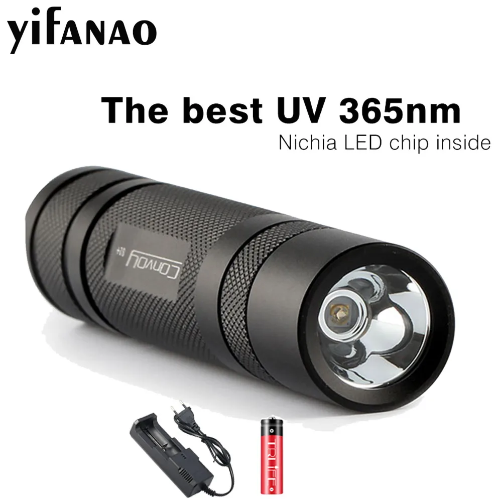 Конвой S2 + черный УФ 365nm светодиодный фонарик Nichia 365UV внутри op отражатель