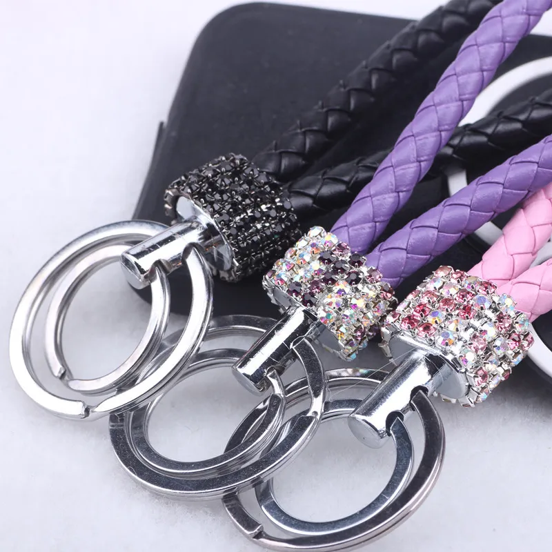 Дешево! Двойная петля Кристалл rhinestone брелок креативный брелок кошелек сумка Подвеска на рюкзак 21 цвет