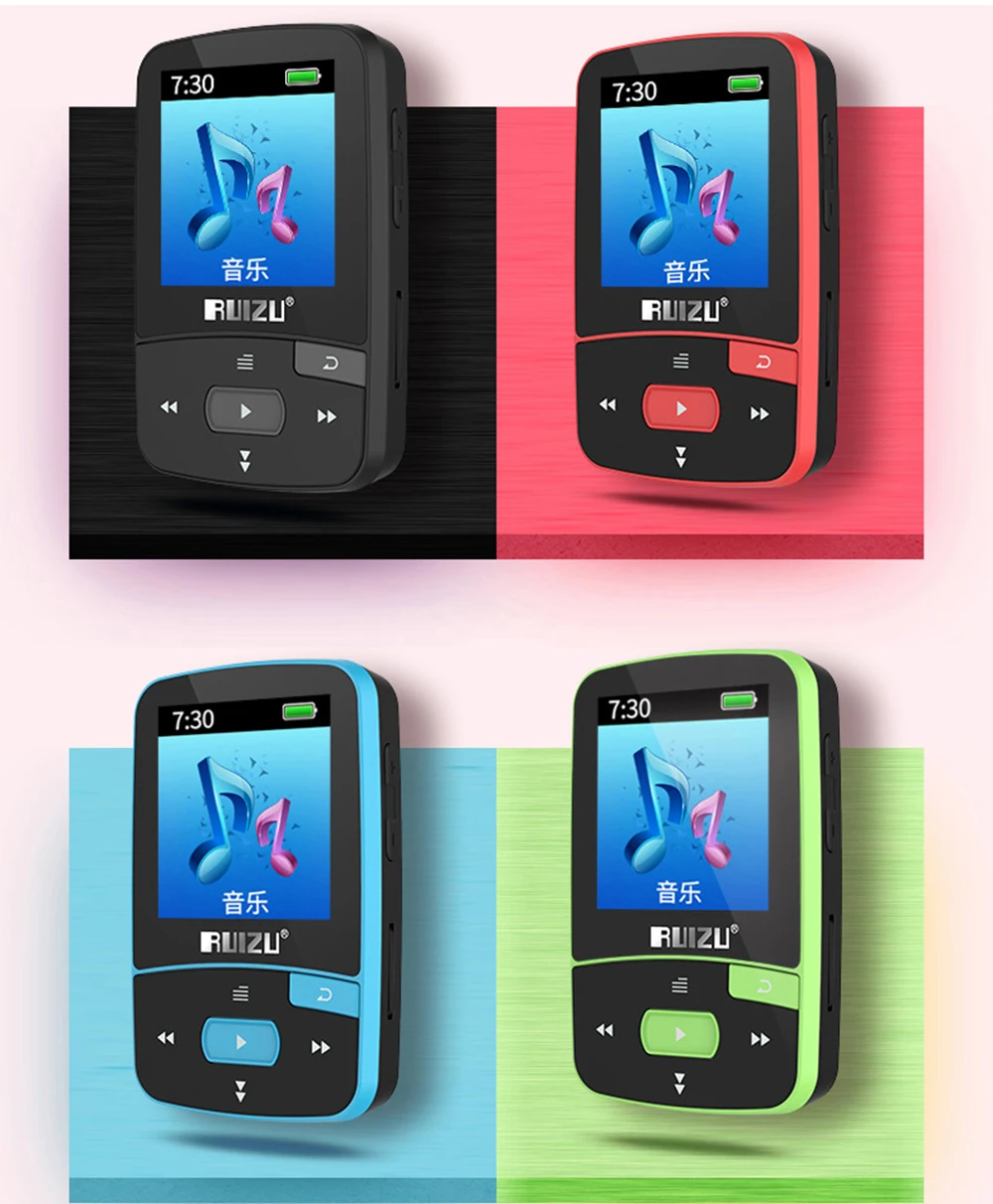 Спортивный Аудио Мини Bluetooth Mp3 плеер, музыкальный аудио Mp 3 Mp-3 с радио цифровым Hi-Fi экраном Fm Flac Usb 8 Гб без потерь