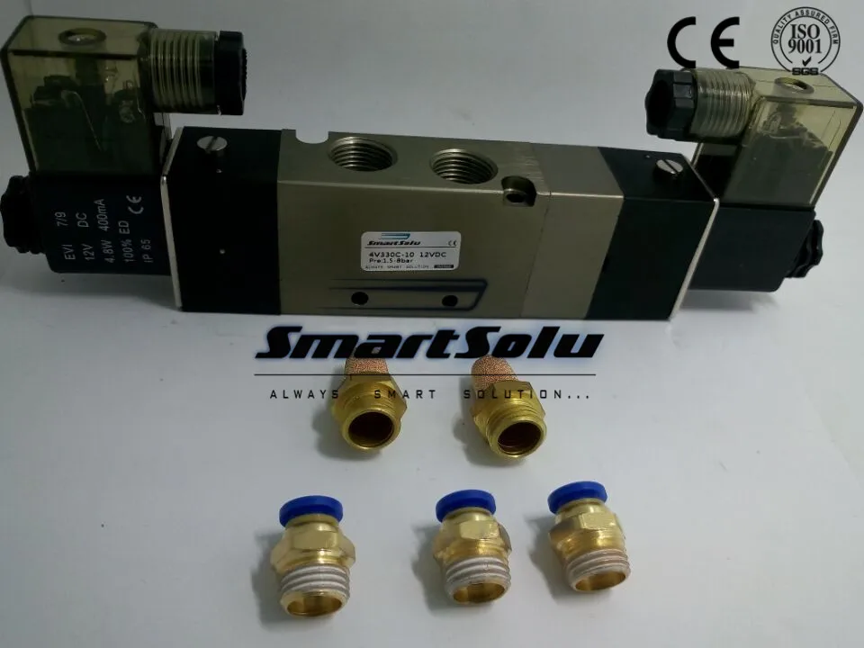 Бесплатная доставка Соленоидный клапан 4V330C 10 двойная катушка 3/8 &quotBSP AC220V 5/3