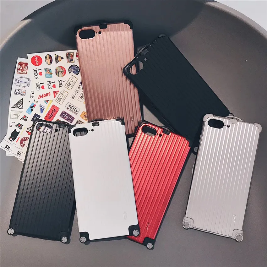 

Suitcase element mobile phone case includes 8 stickers Acrylic Travel Case Phone Case for iPhone 6 6s 7 8 plus X