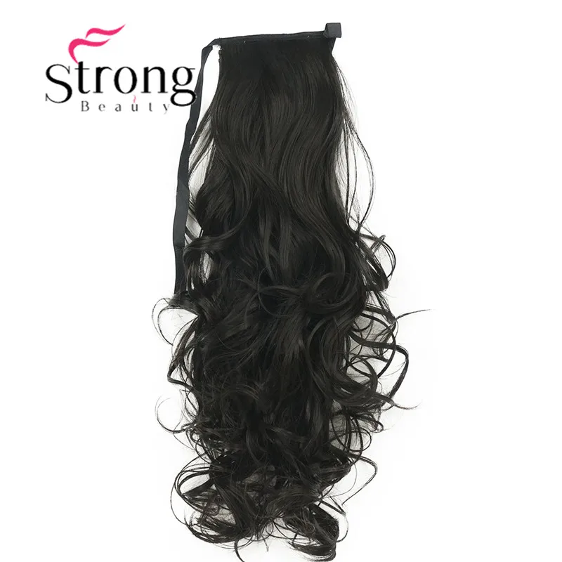 StrongBeauty 2" волнистая Накладка для волос для женщин премиум синтетического волокна 120 г-130 г завязывается заколка для хвоста в наращивание волос