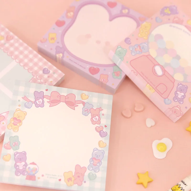 80 листов Kawaii Канцелярские милые конфеты медведь липкий блокнот для заметок школьный планировщик наклейки DIY блокнот бумажные закладки Papelaria