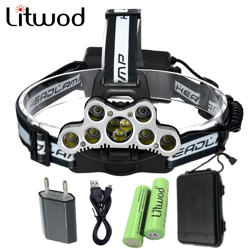 Litwod z20 мощный 50000 люмен светодиодный налобный фонарь фара XM L T6 USB аккумуляторная