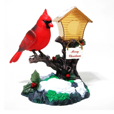 

about 15x13 cm Electric voice control red bird,batteries operated toy music sing, dancing, flashing.christmas gift a2069