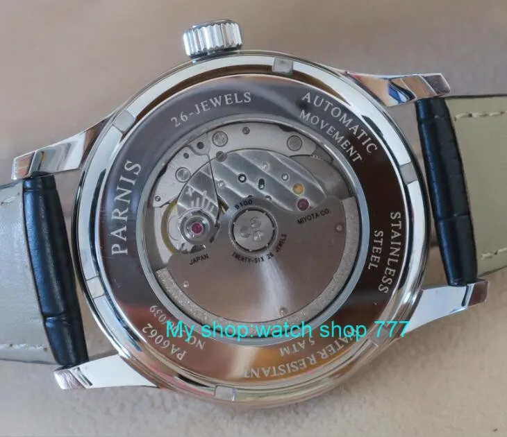 42 мм PARNIS 26 jewels японские 9100 автоматические самокручивающиеся механические часы