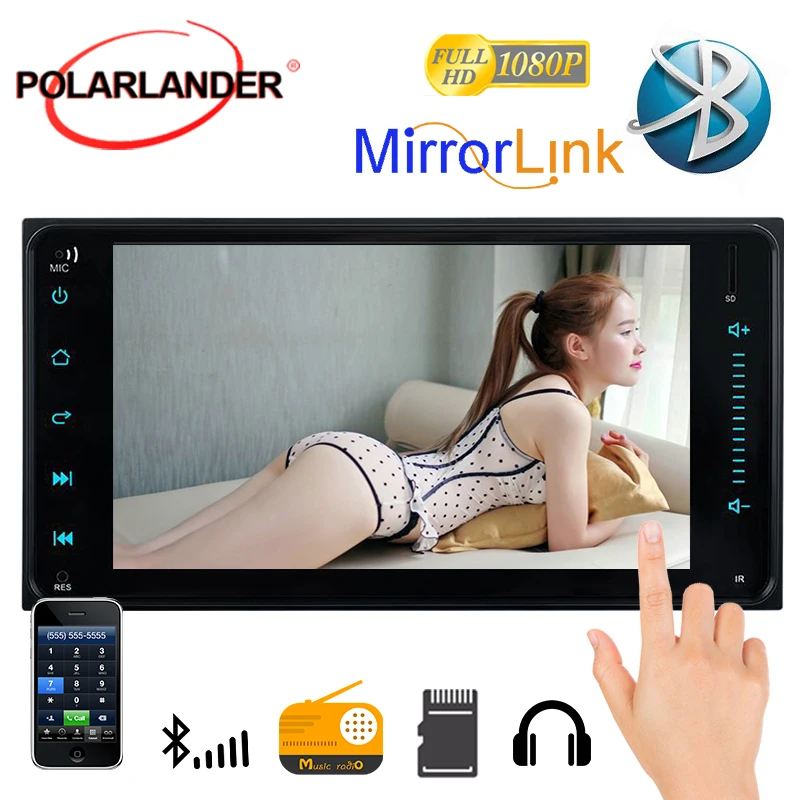 Универсальный 7 &quot2din сенсорный экран Bluetooth MirrorLink FM/AUX задняя камера MP5 плеер для