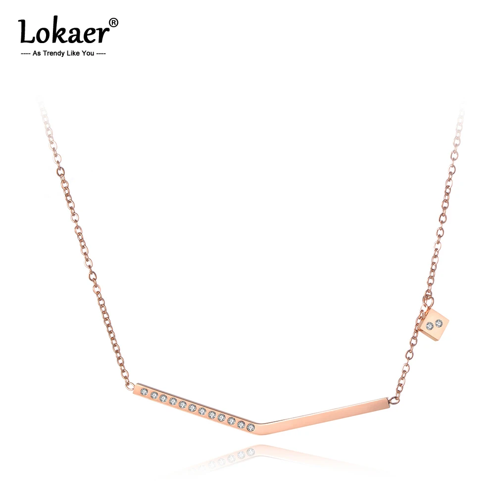 Lokaer модная мозаика AAA из нержавеющей стали с цирконом цепь кулон ожерелье розовое золото Геометрические Чокеры ожерелье s для женщин N19050