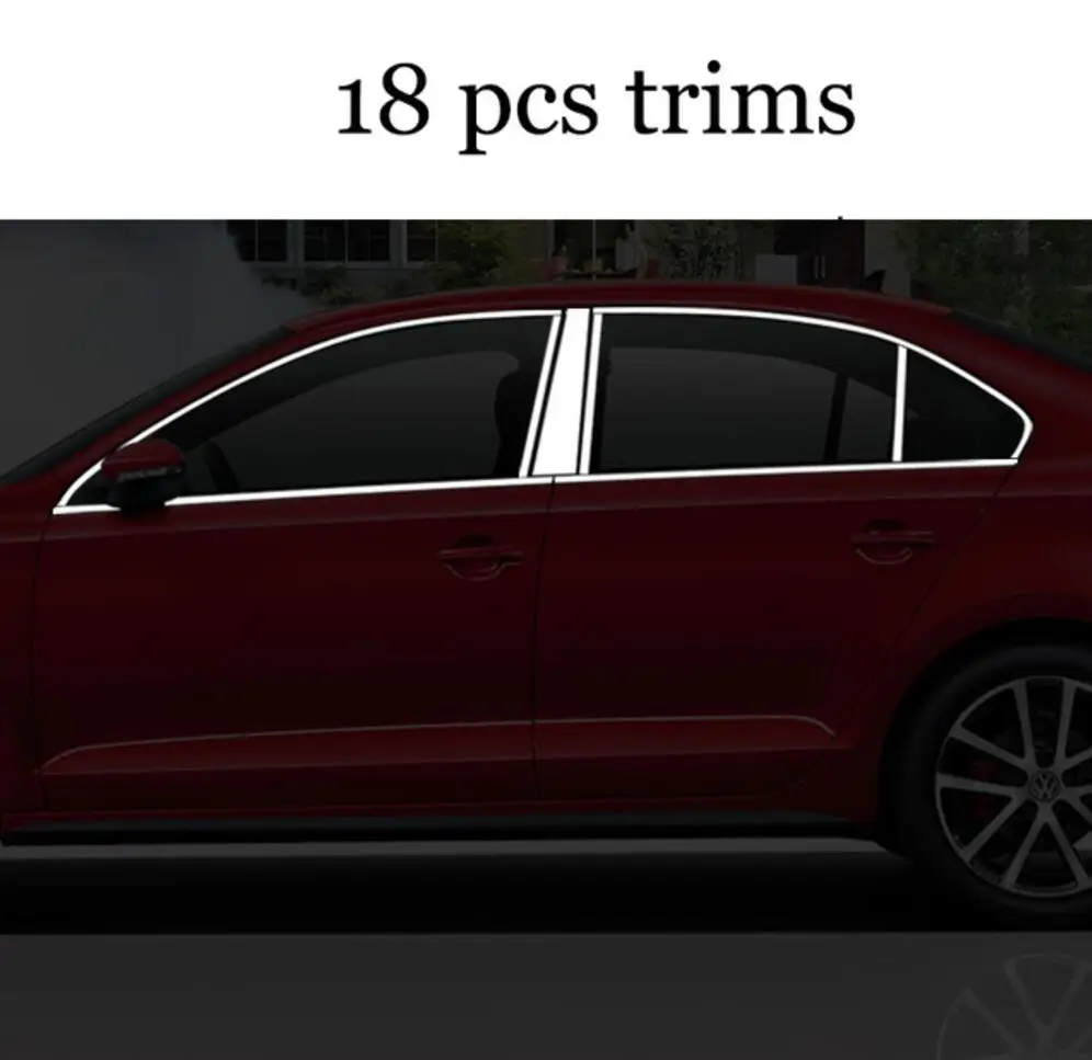 18 pcs trims Накладки на внешнее окно из нержавеющей стали для volkswagen jetta mk6 2012 2013 автомобильные аксессуары - Цвет: 18 pcs trims