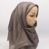 fashionable shimmer fringe metallic scarf muslim headband women viscose islamic hijabs turban gold lurex long shawls 200x90cm