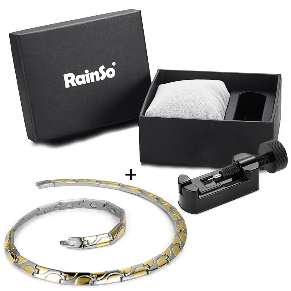 gold silver set RainSo магнитное ожерелье s здоровье от артрита Био энергия Исцеление титановое мощное ожерелье для женщин звено цепи ожерелье - Окраска металла: gold silver set