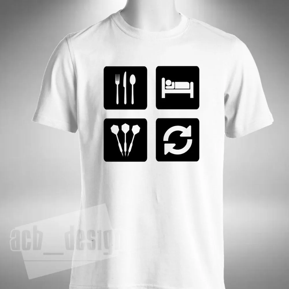 Смешная Мужская футболка с надписью &quotEat Sleep Darts&quot забавные летние рубашки 2019 из