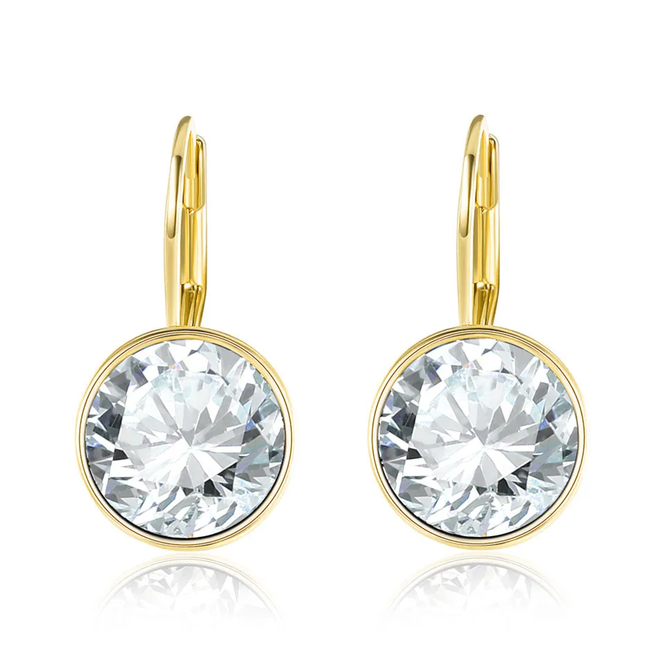 Модные Цветные Серьги с кристаллами Swarovski с родиевым цветным покрытием для женщин, ювелирный подарок XE2189 - Цвет камня: Gold