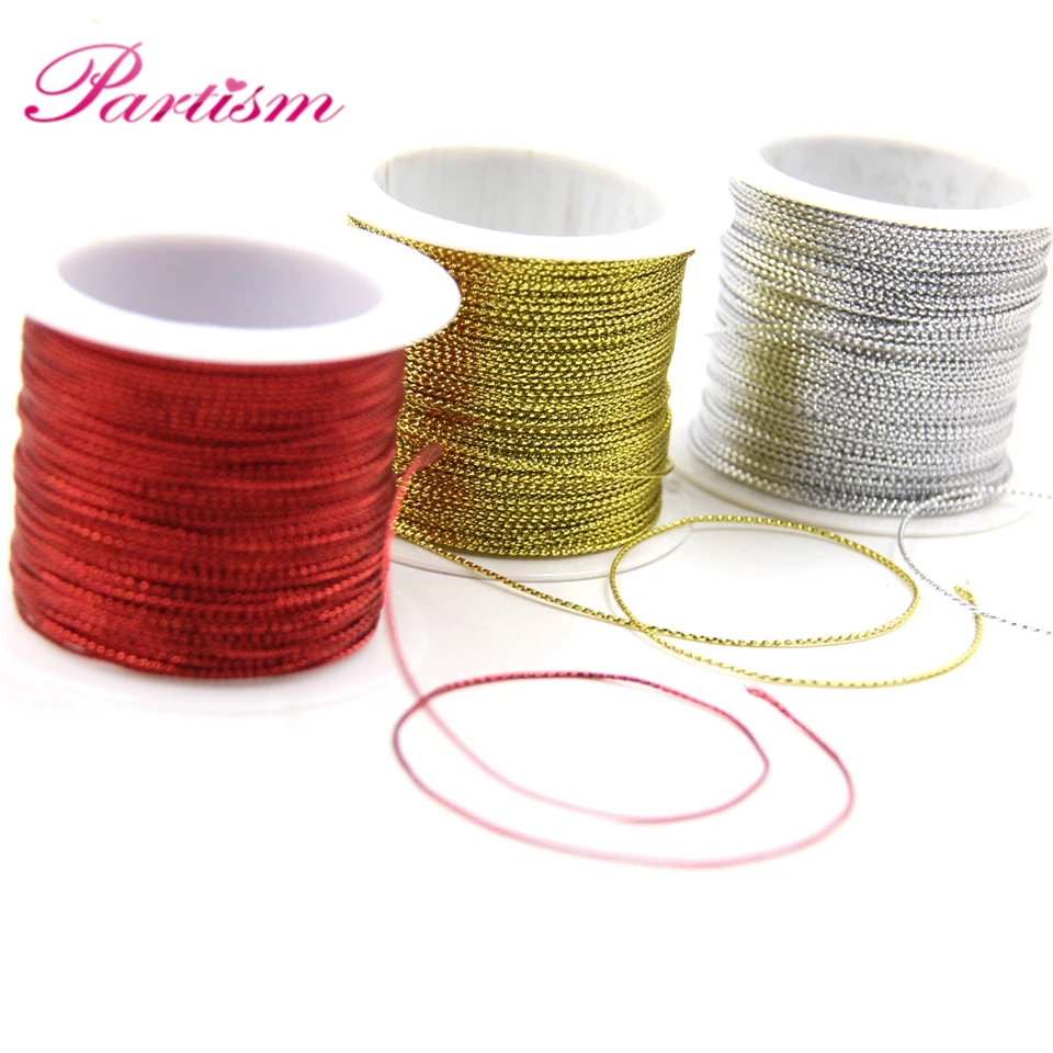 

20M/Roll 1MM Gold&Sliver&Red Rope Burlap Ribbon DIY Craft Home Decor Wedding Party Decoration Supplies Gifts Wrapping Supplies