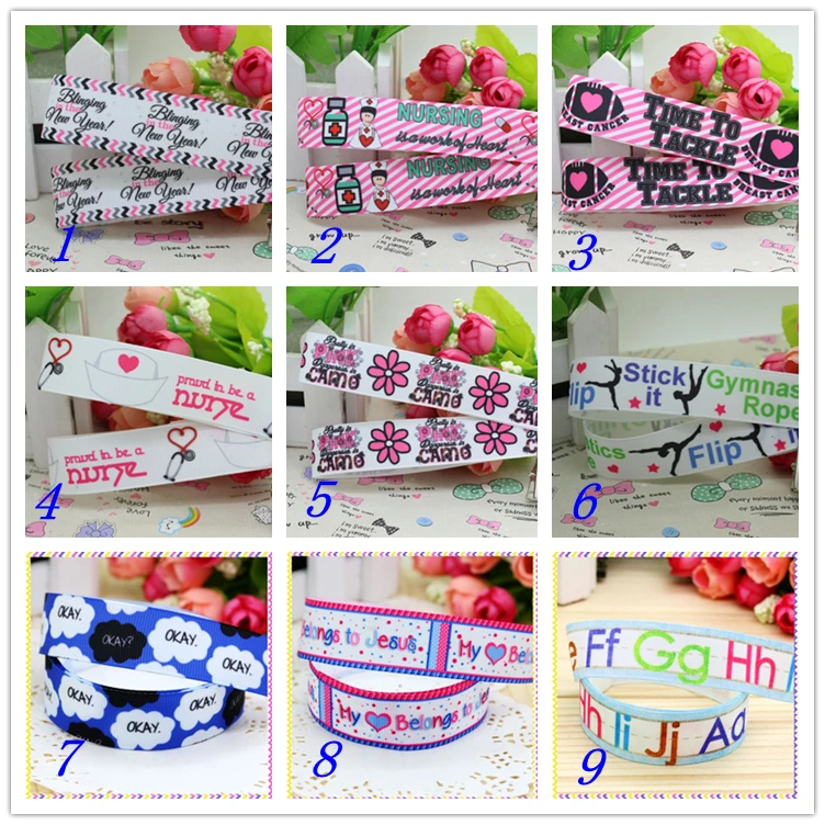 Бант из ленты с принтом медсестры и рака 7/8 дюйма бесплатная доставка украшение
