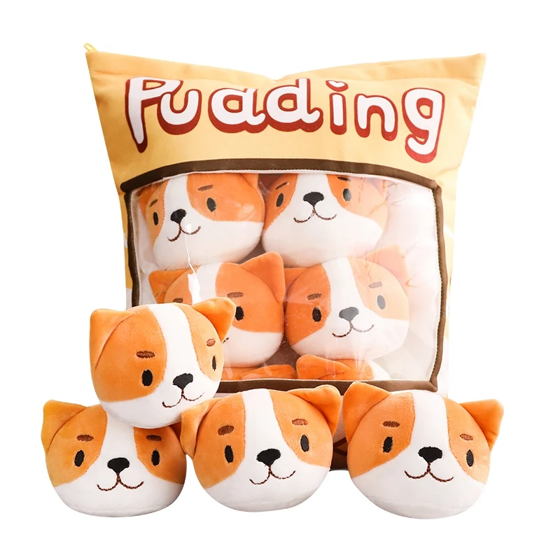 

1pcs 35*28cm/58*43cm Cute Animal Dog Pudding Simulation Snack Pillow Plush Toys Stuffed Doll Birthday Presents For Children Kids