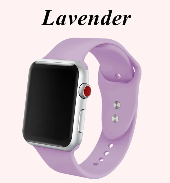 lavender Спортивный силиконовый ремешок для iwatch серии 4321 Apple Watch Band мягкий силиконовый дышащий сменный ремешок 40 мм 42 мм 38 мм 44 мм - Цвет ремешка: lavender