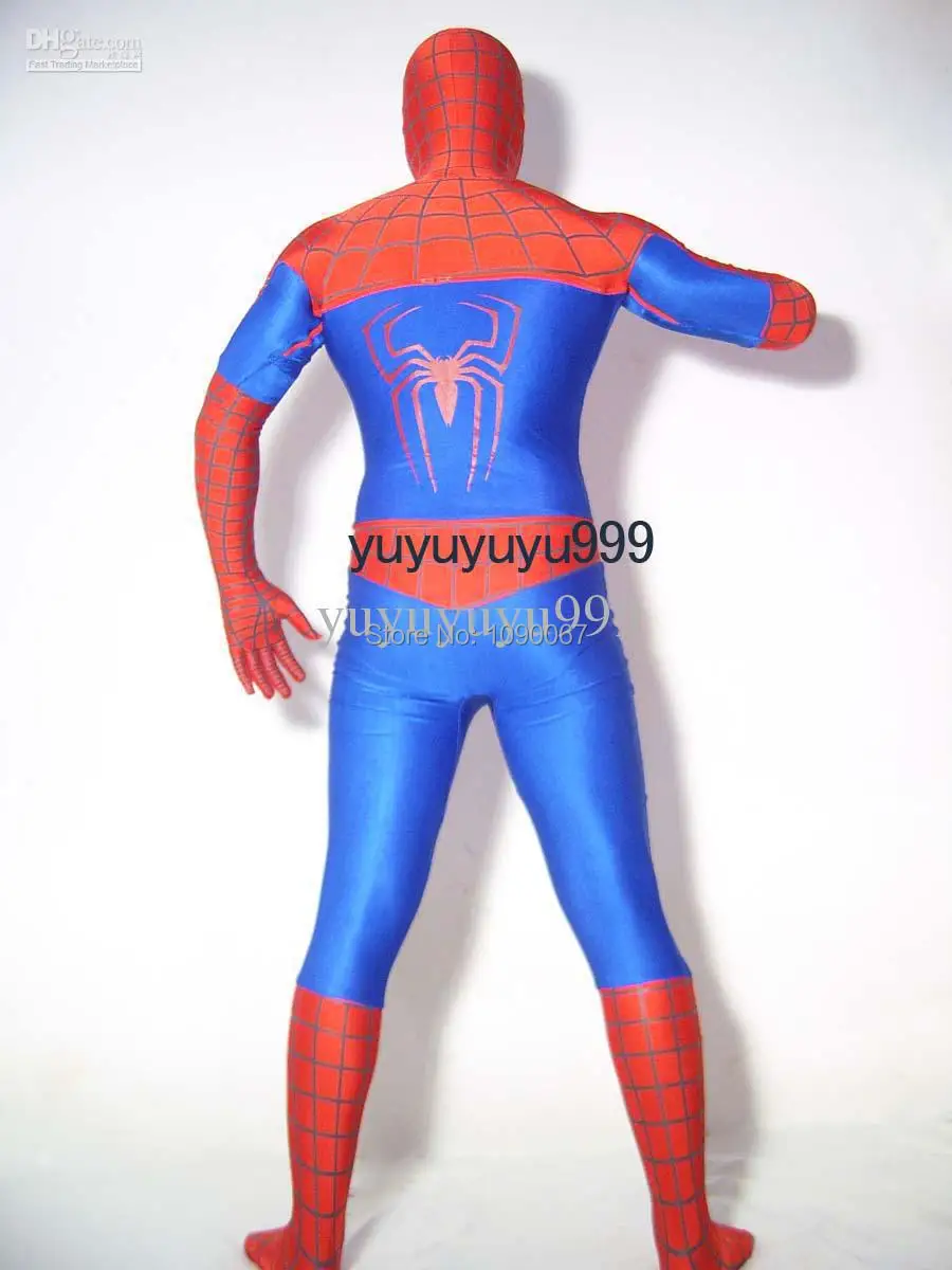Wholesale - High Qulaity New Lycra Spandex Spiderman Super Hero Costume S-XXL red/blue Cosplay | Тематическая одежда и