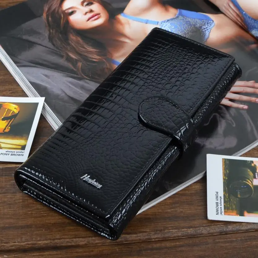 Классический образец крокодил натуральной кожи долго дизайн женщин кошелек из