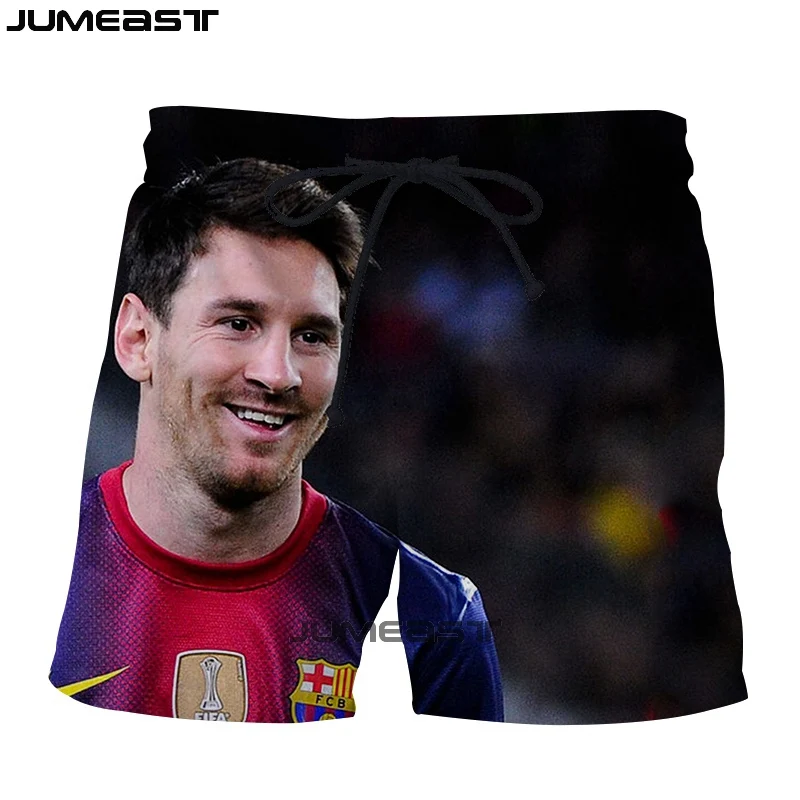 Jumeast Брендовые мужские/женские 3D принты "Футбол" Звезда Lionel Messi шорты летние быстросохнущие пляжные повседневные спортивные брюки короткие брюки