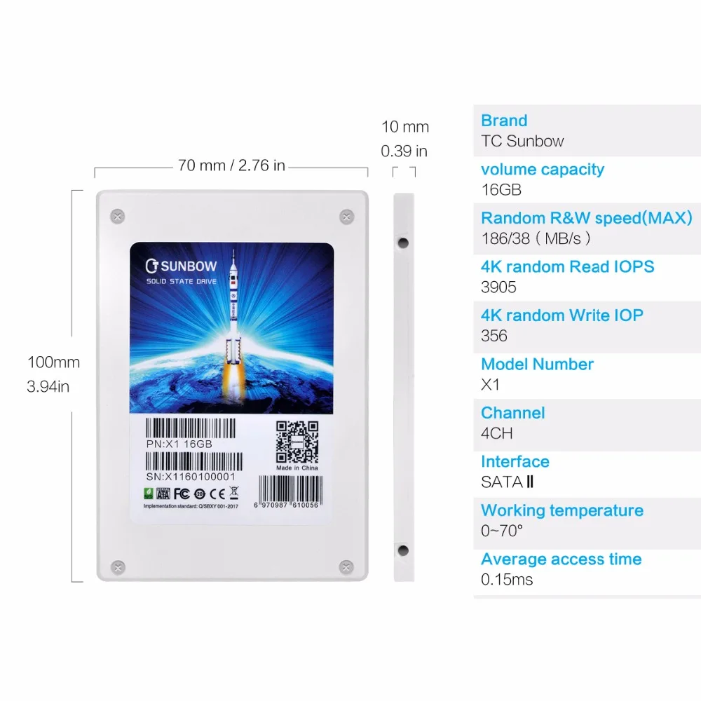 TC-SUNBOW(X1-16GB) SSD Акция 2,5 дюймов SATA2 16 Гб Твердотельный накопитель для настольного компьютера, ноутбука, бесплатный подарок