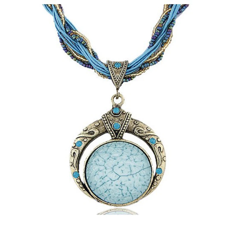 Бохемское ожерелье ювелирных изделий модная популярная ретро-стиля Бохемии многослойные бусины цепи кристаллический драгоценный зерно подвеска XY160501.