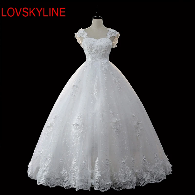 LOVSKYLINE 2018 Robe De Mariage принцесса Bling Роскошный квадратный воротник бисер бальное