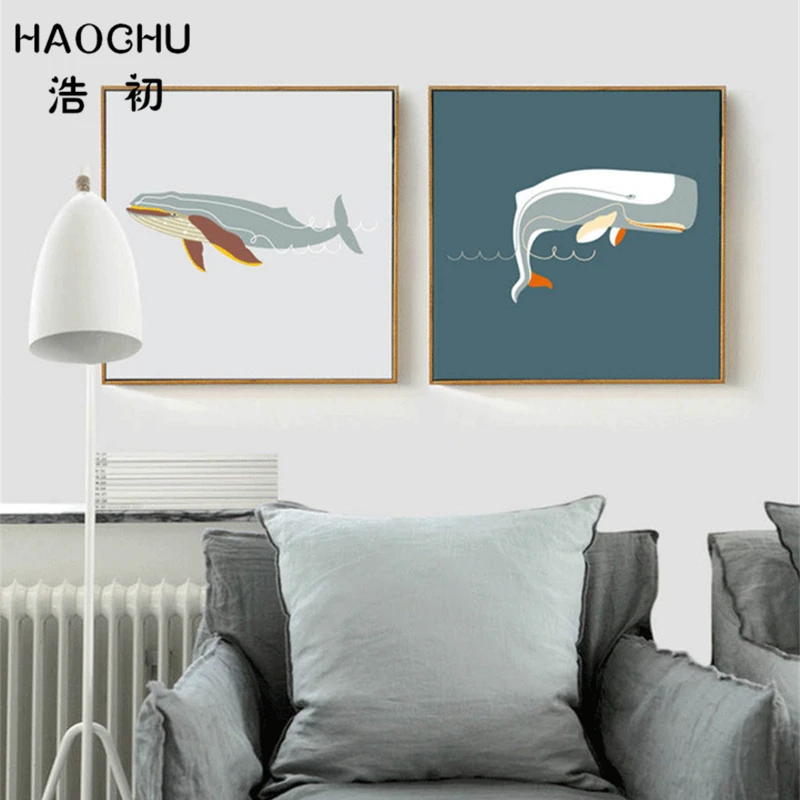 HAOCHU скандинавский минималистичный акварельный абстрактный животный кит дельфин